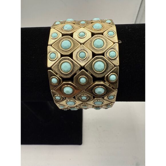 Premier Designs Kathleen Fitzpatrick Green Resin Cuff Stretch Fashion Bracelet - Picture 5 of 8